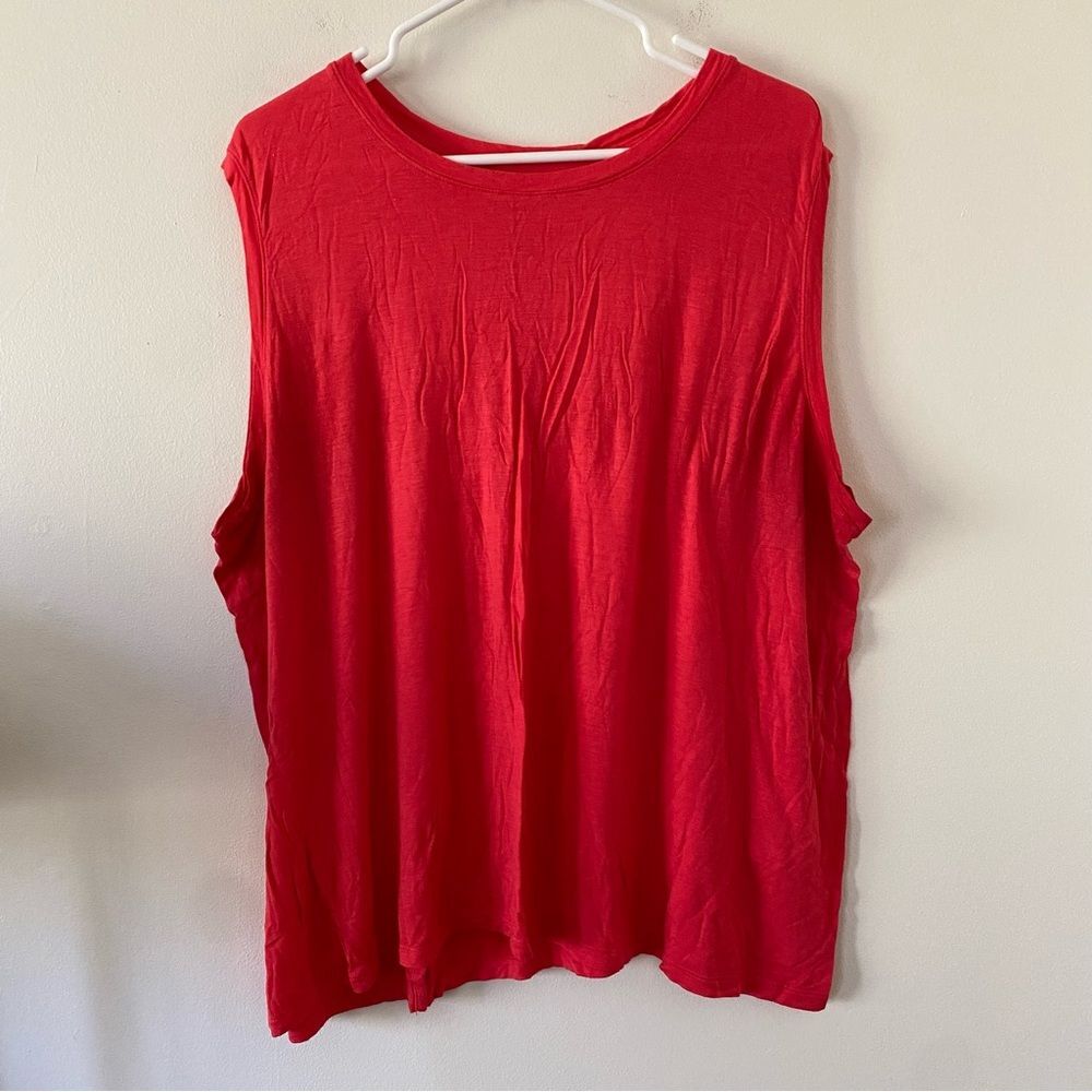 Halogen Sleeveless Split Back Lightweight Tank Coral Red Size 3x - Picture 1 of 8
